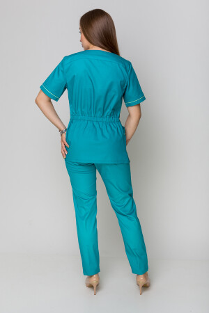Медичний костюм Монік+ Бр. завужені. COTTON. Кариби + салат (кант) (5410149) фото 4