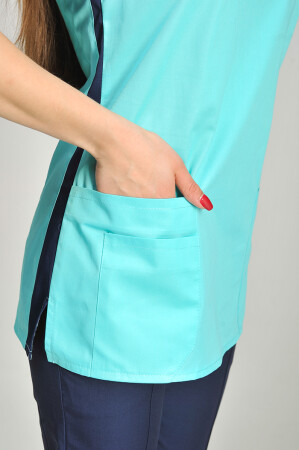 Костюм медичний Колібрі+ Бр. завужені. COTTON. Ментол / блакитний / темно-синій (544655) фото 4