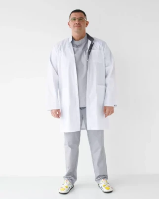 Medical coat for men Amsterdam white-gray 154-366-679 / 154-366-755 (6613822) фото 2