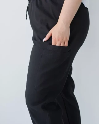 Медицинские штаны женские джоггеры стрейч черные +SIZE 501-321-730 (6637768) фото 4