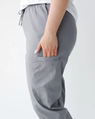 Медицинские штаны женские джоггеры стрейч серые +SIZE 503-328-758 (6637769) фото 4