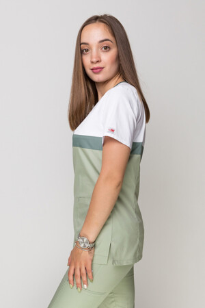 Костюм медицинский Лидия +Бр. Вирджиния. COTTON. Белый / фисташка (5410113) фото 7
