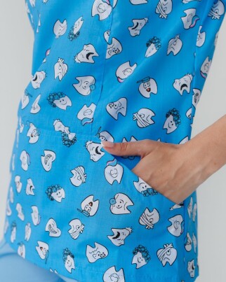 Medical shirt women's Topaz print Dentist blue 126-376-776 (6613541) фото 4