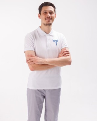 Medical polo men's blue embroidered Caduceus 148-324-836 (6613768) фото 4