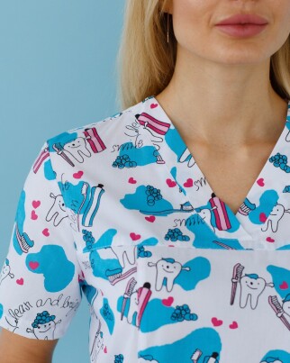 Medical Shirt Women's Topaz Print Teeth Smile 126-324-626 (6613511) фото 7