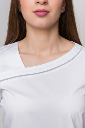 Костюм медицинский Моник+ Бр. зауженные. COTTON. Белый + дым (кант) (5410146) фото 2