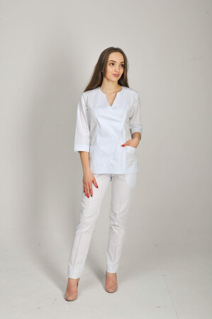 Костюм медицинский Стрелка+ Бр. зауженные. COTTON. Белый (544675) фото 2