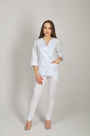 Костюм медицинский Стрелка+ Бр. зауженные. COTTON. Белый (544675) фото 1