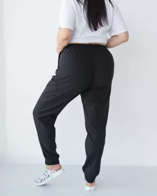 Медицинские штаны женские джоггеры стрейч черные +SIZE 501-321-730 (6637768) фото 2