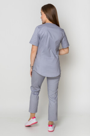 Костюм медицинский Ева-стрейч+ Брюки 7/8 Стрейчевый COTTON. Дым (5410080) фото 7