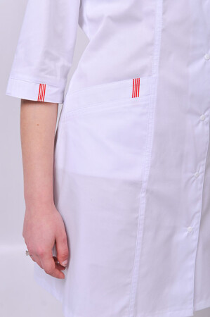 Isabella dressing gown. COTTON. White + red (trim) (544772) фото 3