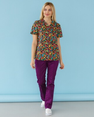 Медичний костюм із принтом жіночий Топаз Tattoo 138-321-706 (6613253) фото 1