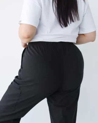 Медицинские штаны женские джоггеры стрейч черные +SIZE 501-321-730 (6637768) фото 5