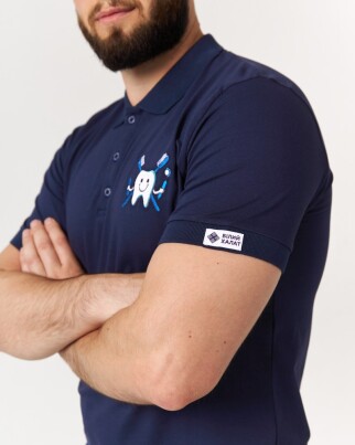 Medical polo men's blue embroidered Zubik 148-322-636 (6613749) фото 4