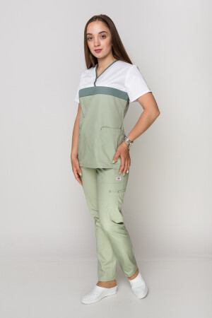 Костюм медицинский Лидия +Бр. Вирджиния. COTTON. Белый / фисташка (5410113) фото 4