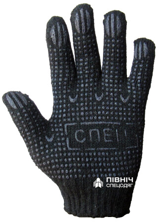 Work gloves with PVC black point (61) фото 1