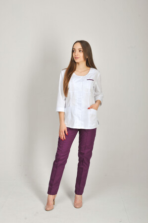 Flamingo+ Br. skinny suit. COTTON. White / aubergine (544648) фото 2