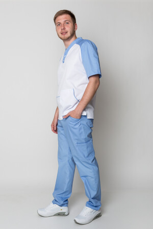 Medical suit for men Practitioner. White / blue (5410018) фото 7