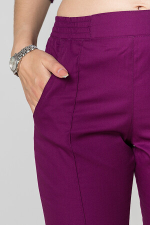 Костюм медицинский Кристина+Бр. зауженные. COTTON. Белый / баклажан (5410101) фото 10