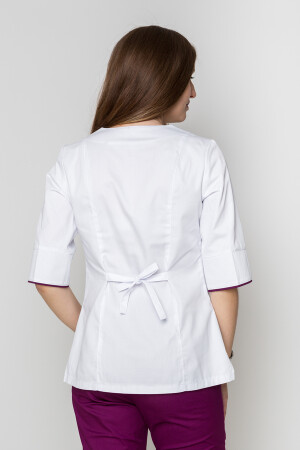 Костюм медицинский Кристина+Бр. зауженные. COTTON. Белый / баклажан (5410101) фото 7