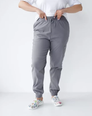 Медицинские штаны женские джоггеры стрейч серые +SIZE 503-328-758 (6637769) фото 1