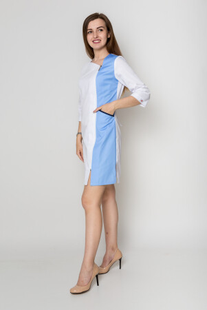 Lily's bathrobe. COTTON. White + blue + dark blue (edge) (5411146) фото 2