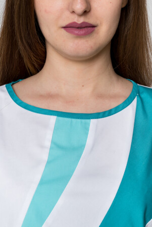 Медицинский костюм Айс+Бр. зауженные. COTTON. Белый + карибы + ментол / карибы (5410054) фото 14