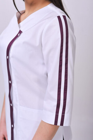 Костюм медицинский Клеопатра+ Бр. зауженные. COTTON. Белый / баклажан (544636) фото 6