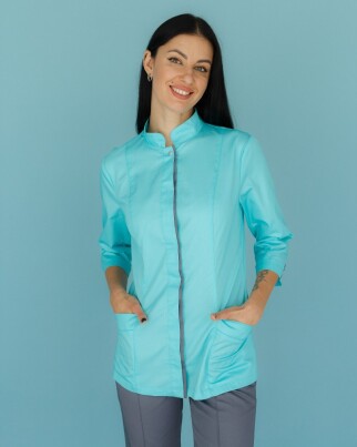 Медицинская рубашка женская Сакура мятный-серый  184-356-679 / 311-356-679 (6613504) фото 1