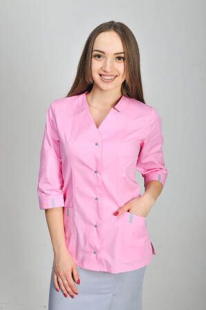 Женский медицинский костюм Изабелла с юбкой COTTON. Розовый / дым (544670) фото 2