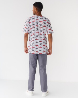 Медицинский костюм с принтом мужской Гранит Мото серый/белый 131-408-805 (6613725) фото 7