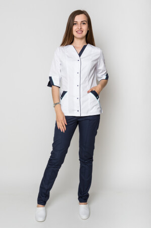 Christina+Br. skinny suit. COTTON. White / navy blue (5410107) фото 1