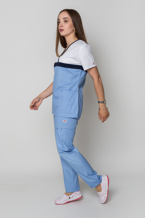 Костюм медицинский Лидия +Бр. Вирджиния. COTTON. Белый / голубой (5410110) фото 4