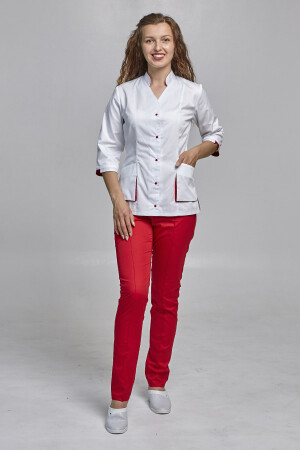 Diana+Br. skinny suit. COTTON. White / red (544663) фото 1