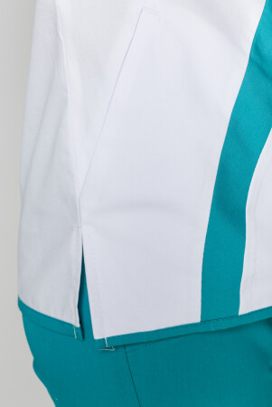 Медицинский костюм Айс+Бр. зауженные. COTTON. Белый + карибы + ментол / карибы (5410054) фото 13