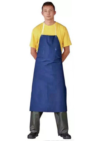 Rubberized blue apron with bib (220002) фото 1