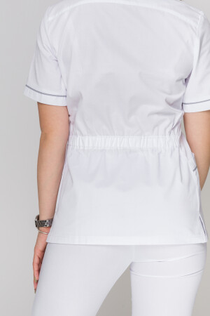 Костюм медицинский Моник+ Бр. зауженные. COTTON. Белый + дым (кант) (5410146) фото 3