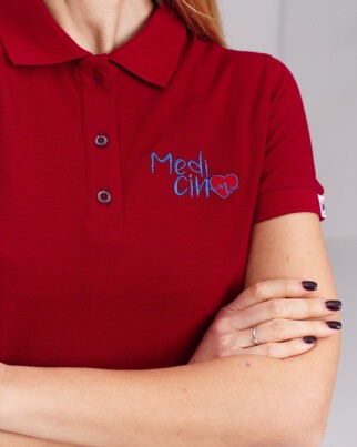 Medical polo for women burgundy with embroidery Medicine 147-349-637 (6613385) фото 4