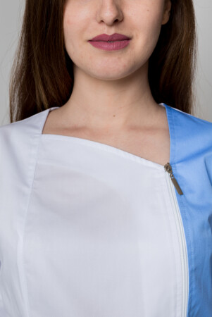 Lily's bathrobe. COTTON. White + blue + dark blue (edge) (5411146) фото 6