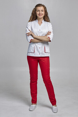 Diana+Br. skinny suit. COTTON. White / red (544663) фото 3