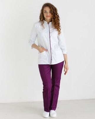Medical suit for women Sakura white-purple 124-346-678 / 317-346-679 (6613238) фото 1