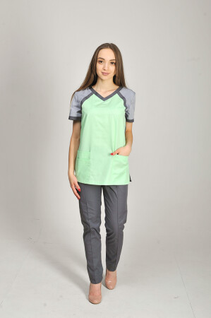 Костюм медицинский Колибри+ Бр. зауженные. COTTON. Салат / дым / асфальт (544654) фото 1