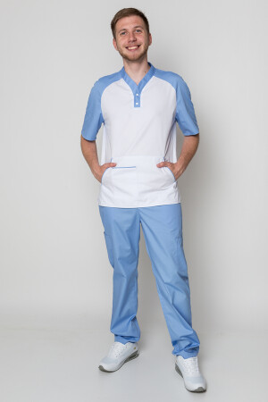 Medical suit for men Practitioner. White / blue (5410018) фото 1