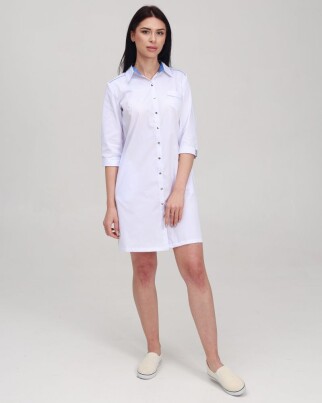 Medical gown women's Manhattan white-blue 157-372-679 (6613596) фото 5