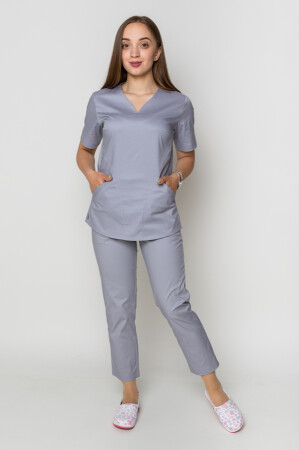 Костюм медицинский Ева-стрейч+ Брюки 7/8 Стрейчевый COTTON. Дым (5410080) фото 3