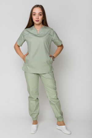 Женский медицинский костюм Батерфляй с джоггерами. COTTON. Фисташка (5410068) фото 1