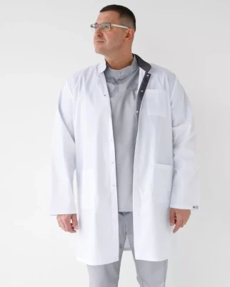 Medical coat for men Amsterdam white-gray 154-366-679 / 154-366-755 (6613822) фото 4
