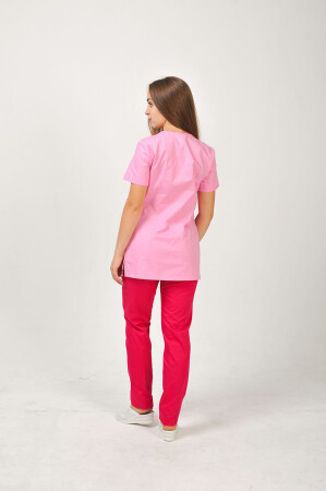 Костюм медицинский И-30+ Бр. зауженные. COTTON. Розовый / цветы / малина (544682) фото 7