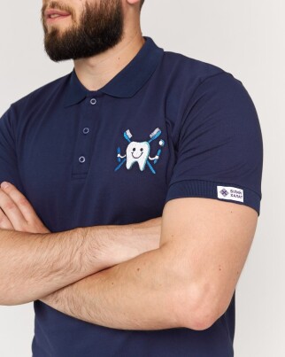 Medical polo men's blue embroidered Zubik 148-322-636 (6613749) фото 2