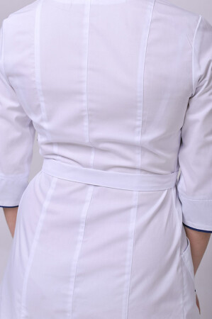Dressing gown Venice. COTTON. White + navy blue (trim) (544765) фото 8